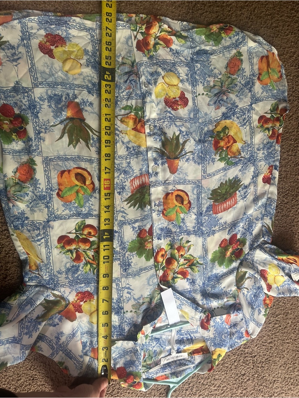 Rose & Olive Blue Toile Fruit Button-Up Shirt - Picture 4 of 6